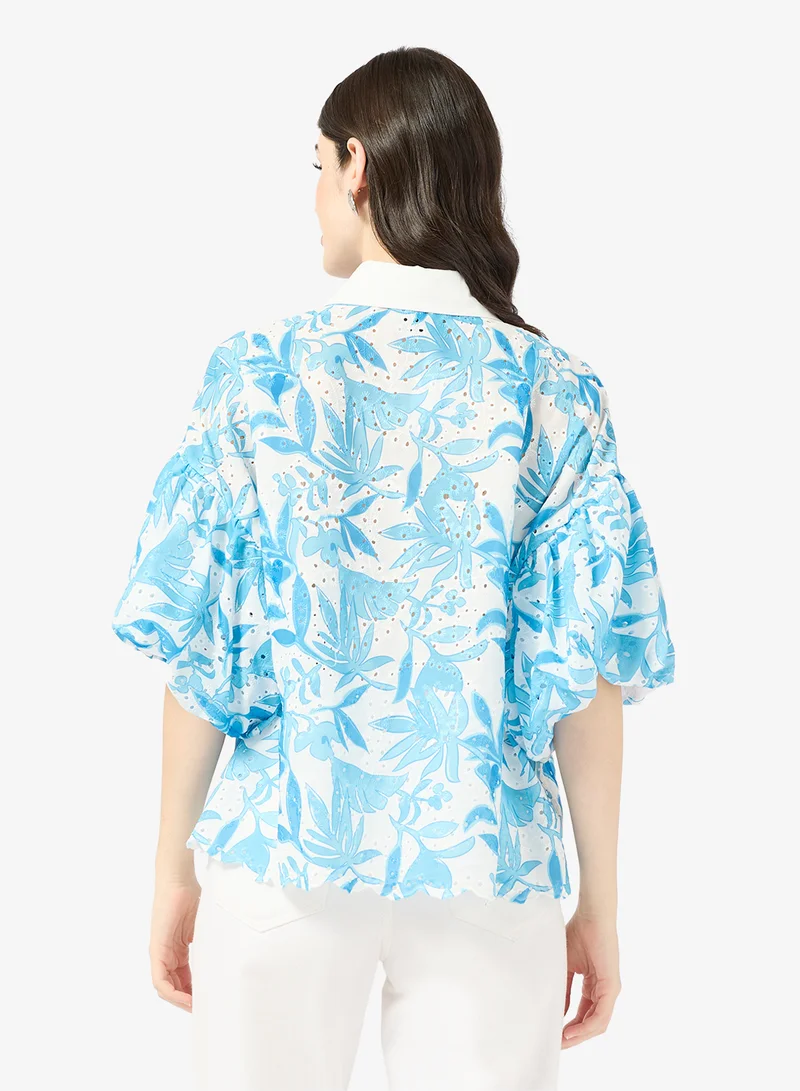 ايلا Printed Shirt With Embellished Collar